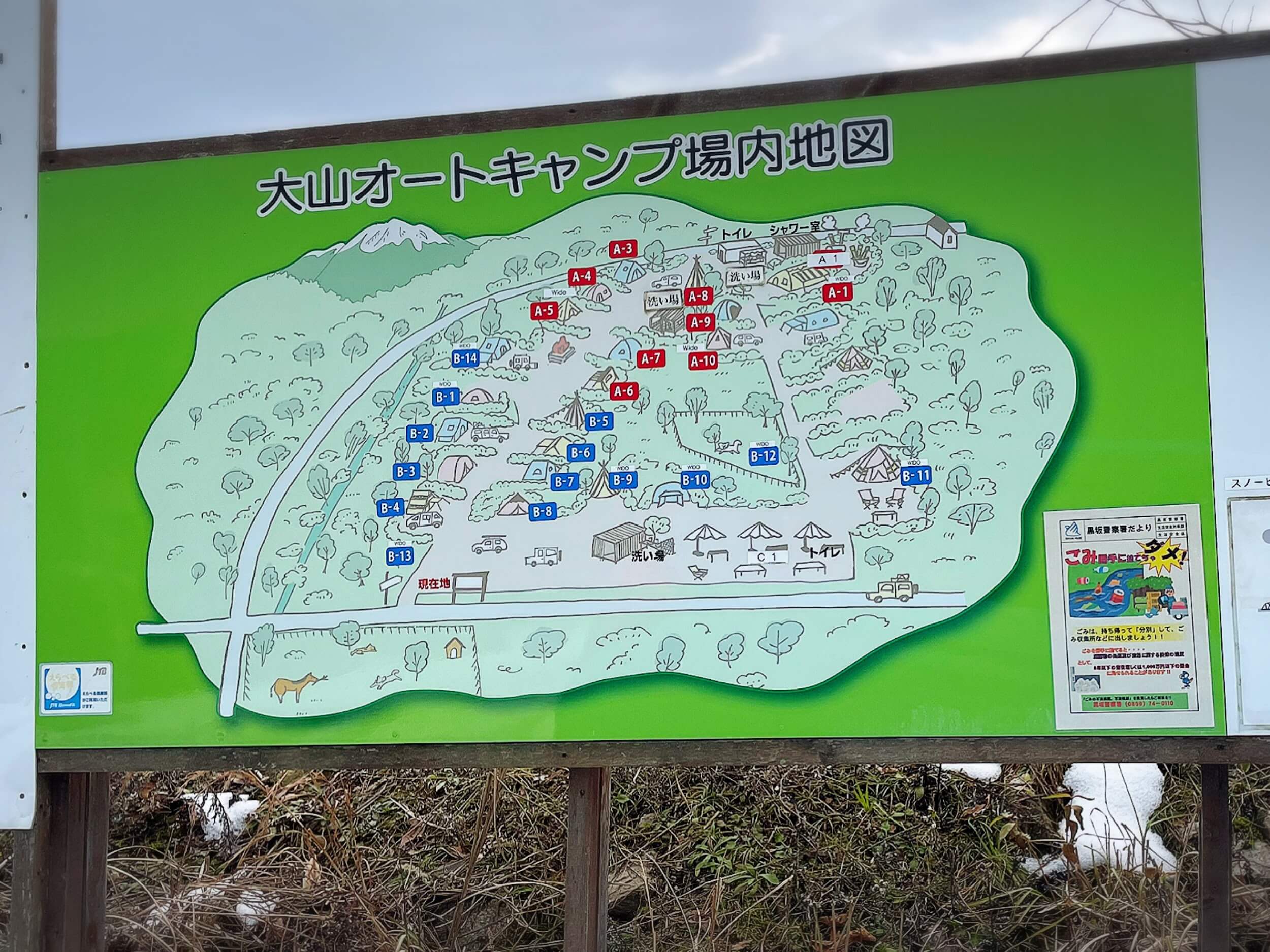 大山オートキャンプ場の場内地図